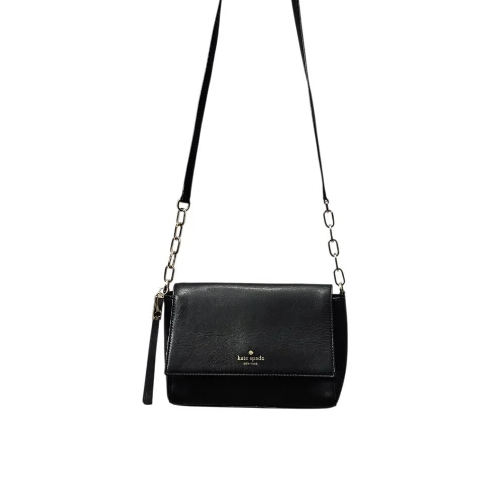 Kate Spade New York Cove Street Dody Leather Chain Black Crossbody Bag COA Small